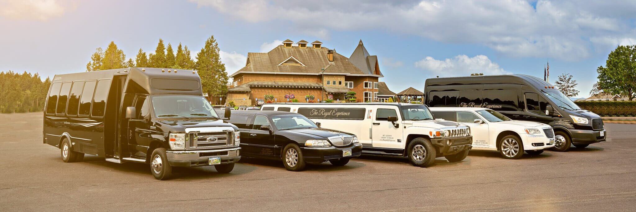 Chauffeured limousine on a Portland evening